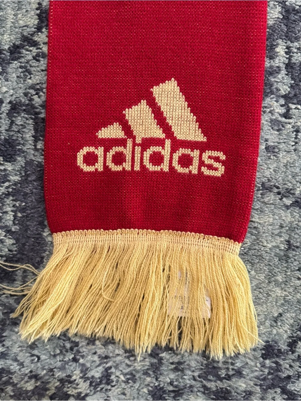 Long Adidas Soccer Team/Fan Scarf with Fringe, Red and Gold